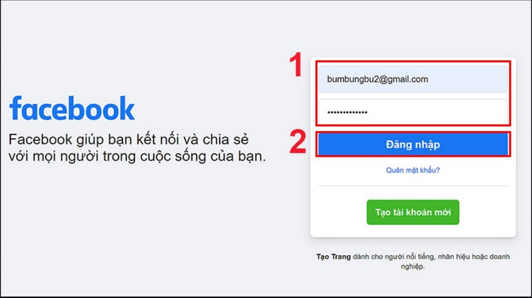 Đăng nhập Facebook bằng số điện thoại