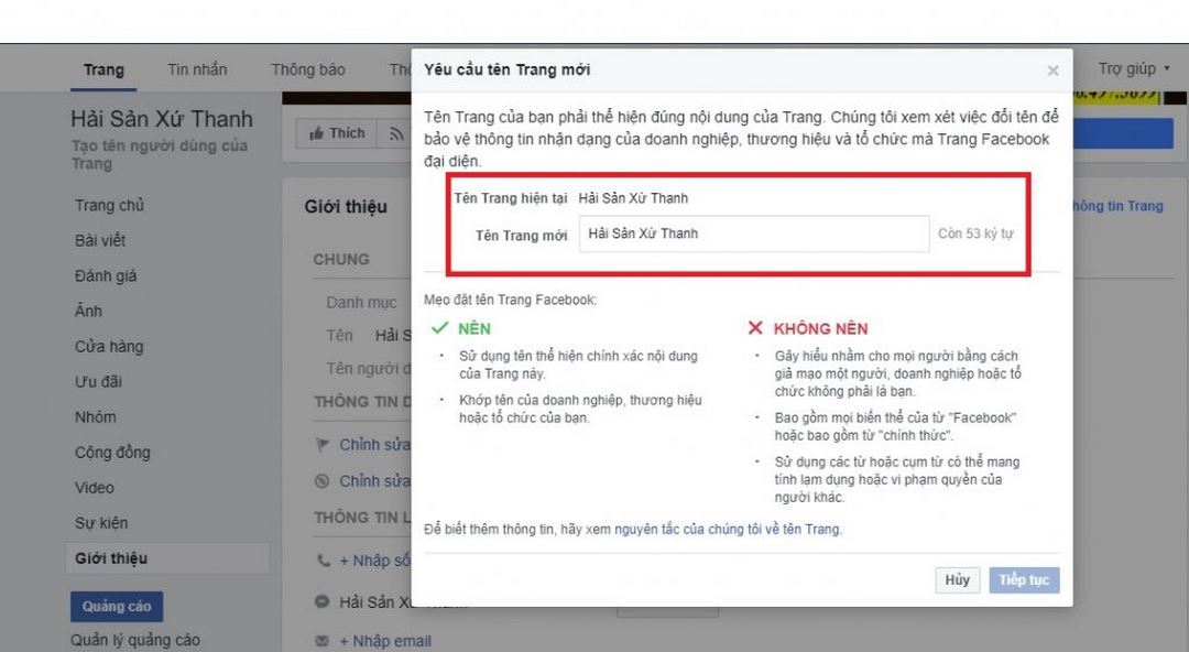 Tần suất bạn có thể đổi tên fanpage Facebook của mình